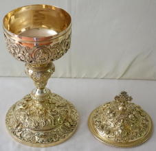 Antique French solid silver gilt Baroque Ciborium